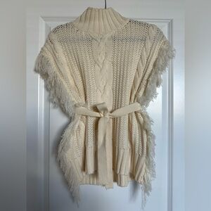 Sage the Label Fringe Short Sleeve Knit Sweeter Top